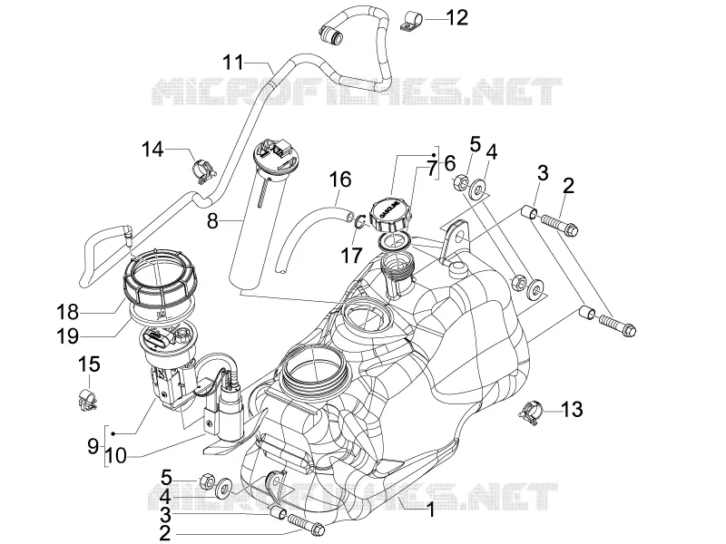 Réservoir carburant PIAGGIO PIAGGIO-SCOOTER 300 MP3 2013  MP3 4T 4V ie ERL Ibrido