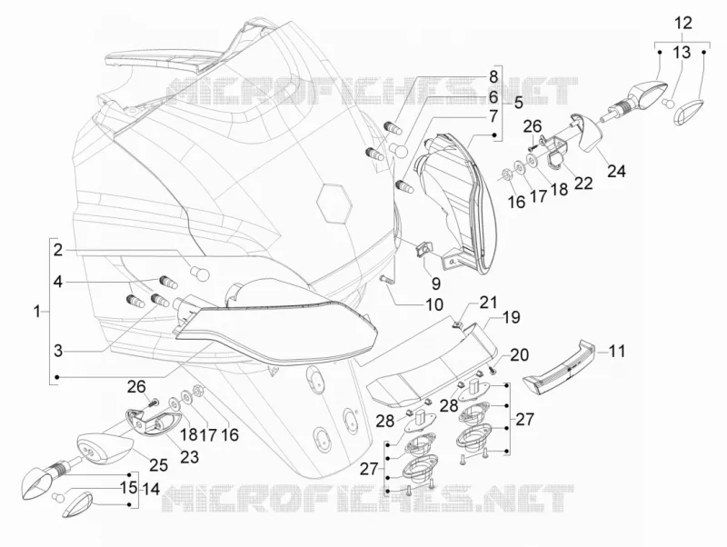 Eclairages arrière - Clignotants PIAGGIO PIAGGIO-SCOOTER 300 MP3 2010  MP3 4T 4V ie LT Ibrido