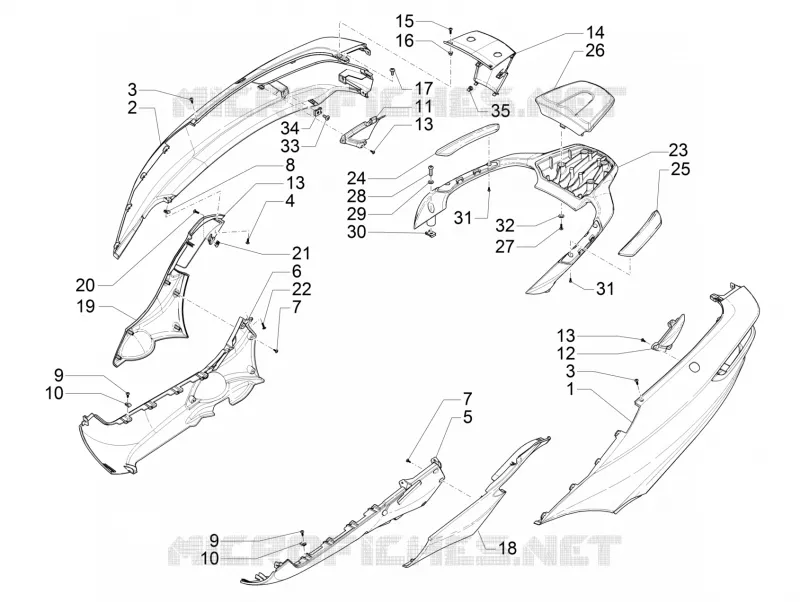 Couvertures laterales - Spoiler PIAGGIO PIAGGIO-SCOOTER 300 MP3 2017  MP3 ie E4 LT BUSINESS - SPORT ABS