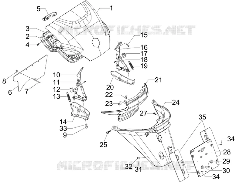 Couvercle arrière - Pare-boue PIAGGIO PIAGGIO-SCOOTER 300 MP3 2012  MP3 ie LT - Sport