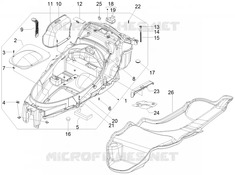 Logement casque - Dessous de selle PIAGGIO PIAGGIO-SCOOTER 300 MP3 2009  MP3 ie LT - Sport