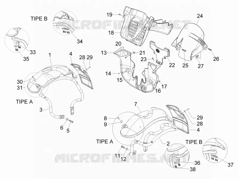 Logement roue - Garde boue PIAGGIO PIAGGIO-SCOOTER 300 MP3 2010  MP3 ie LT - Sport