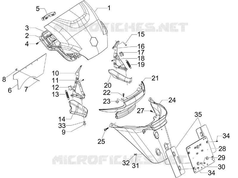 Couvercle arrière - Pare-boue PIAGGIO PIAGGIO-SCOOTER 300 MP3 2012  MP3 ie LT Touring