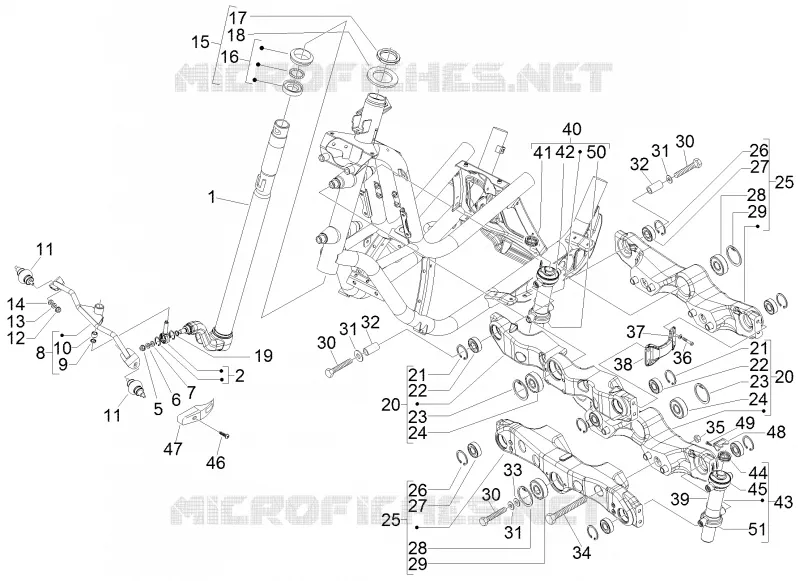 Fourche/tube direction - Ensemble butée dir. PIAGGIO PIAGGIO-SCOOTER 300 MP3 2012  MP3 ie LT Touring