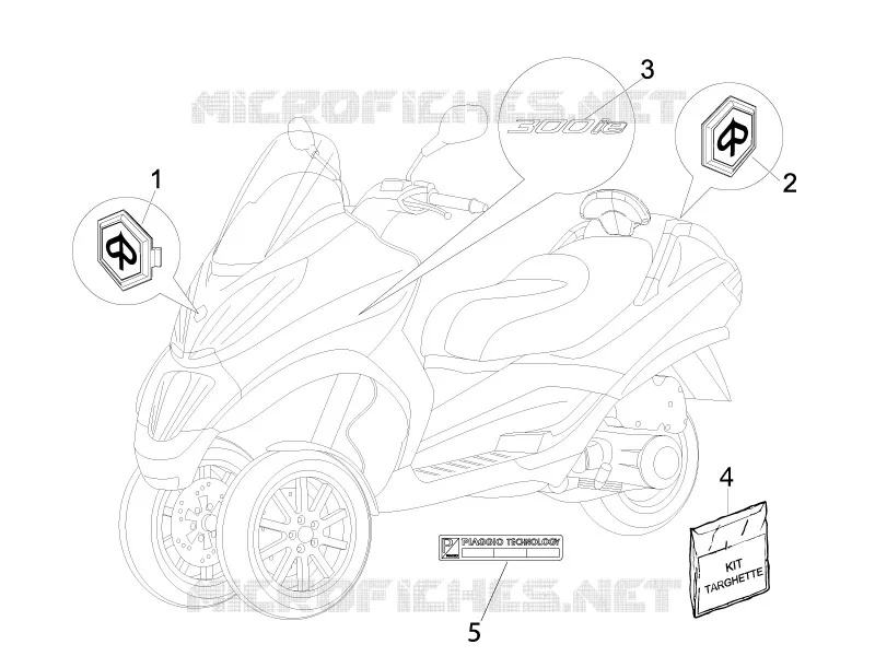 Monogrammes - Decorations PIAGGIO PIAGGIO-SCOOTER 300 MP3 2010  MP3 ie MIC
