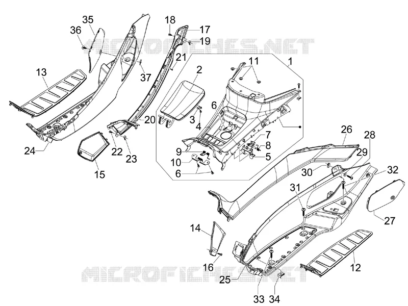Protection centrale - Repose-pieds PIAGGIO PIAGGIO-SCOOTER 300 MP3 2011  MP3 ie Touring