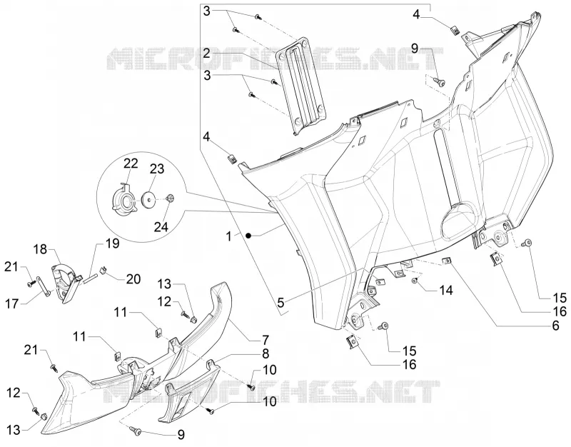Coffre avant - Contre-tablier PIAGGIO PIAGGIO-SCOOTER 300 MP3 2016  MP3 LT ENJOY