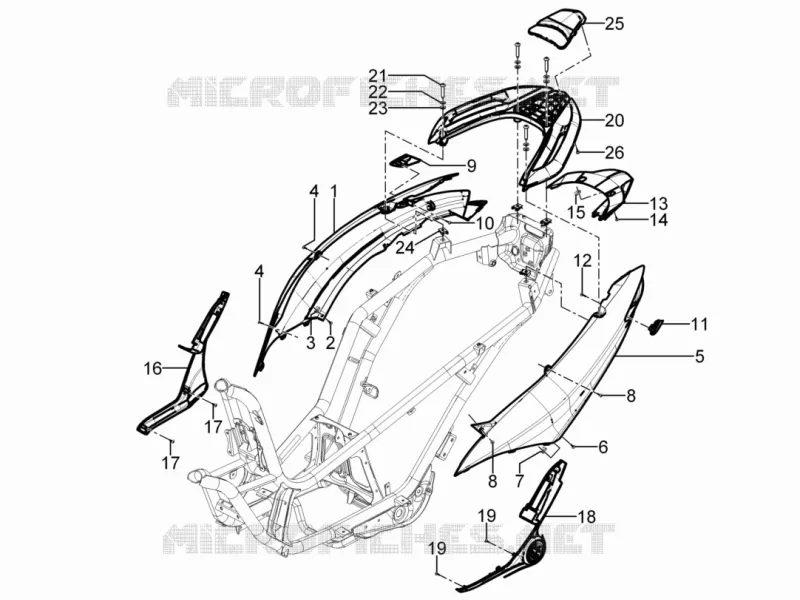 Couvertures laterales - Spoiler PIAGGIO PIAGGIO-SCOOTER 300 MP3 2014  MP3 YOUrban ERL