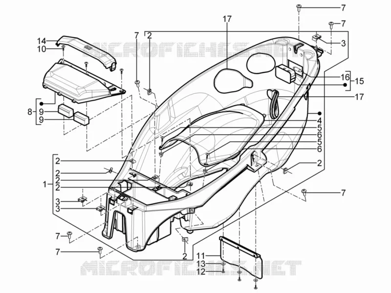Logement casque - Dessous de selle PIAGGIO PIAGGIO-SCOOTER 300 MP3 2011  MP3 YOUrban ERL