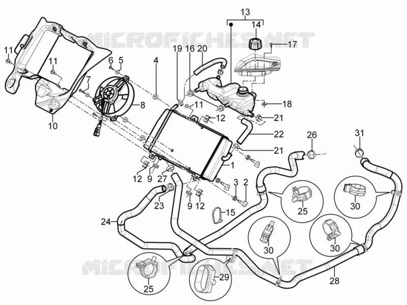 Installation refroidissement PIAGGIO PIAGGIO-SCOOTER 300 MP3 2016  MP3 YOUrban LT ERL