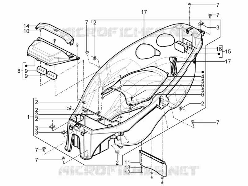 Logement casque - Dessous de selle PIAGGIO PIAGGIO-SCOOTER 300 MP3 2012  MP3 YOUrban LT ERL