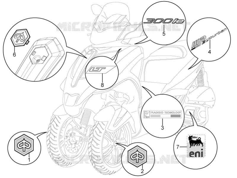 Monogrammes - Decorations PIAGGIO PIAGGIO-SCOOTER 300 MP3 2016  MP3 YOUrban LT ERL