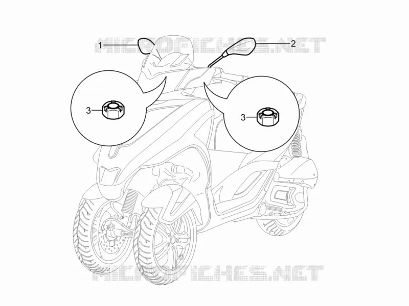 Rétroviseur/s PIAGGIO PIAGGIO-SCOOTER 300 MP3 2011  MP3 YOUrban LT ERL