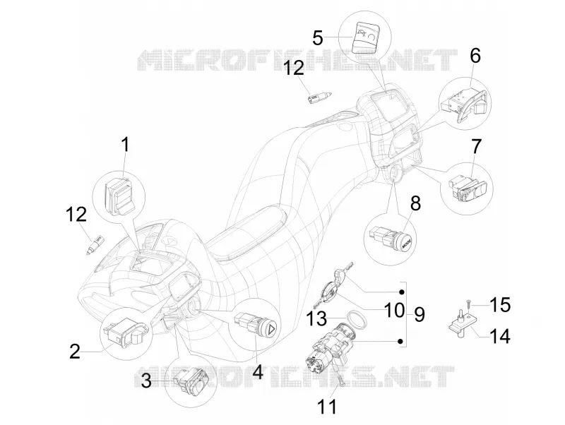 Inverseurs - Commutateurs - Boutons - Interrupteurs PIAGGIO PIAGGIO-SCOOTER 400 MP3 2007  MP3 ie