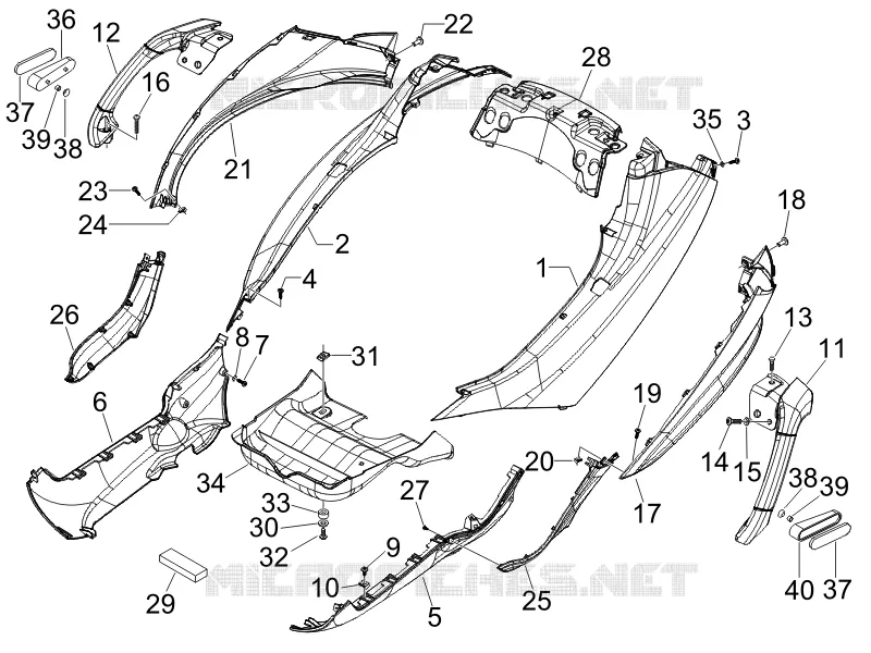 Couvertures laterales - Spoiler PIAGGIO PIAGGIO-SCOOTER 400 MP3 2009  MP3 ie MIC