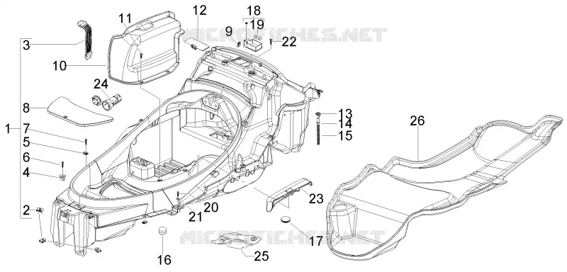 Logement casque - Dessous de selle PIAGGIO PIAGGIO-SCOOTER 400 MP3 2011  MP3 RL Touring