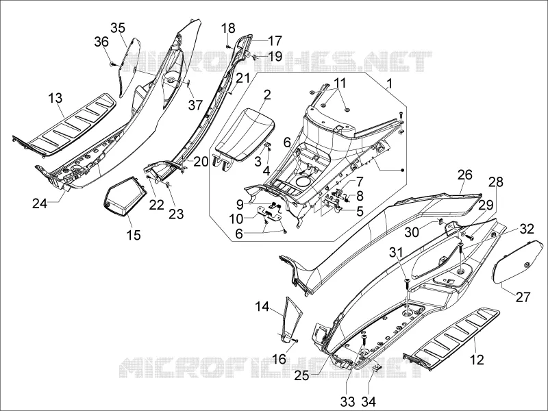 Protection centrale - Repose-pieds PIAGGIO PIAGGIO-SCOOTER 500 MP3 2010  MP3 Tourer