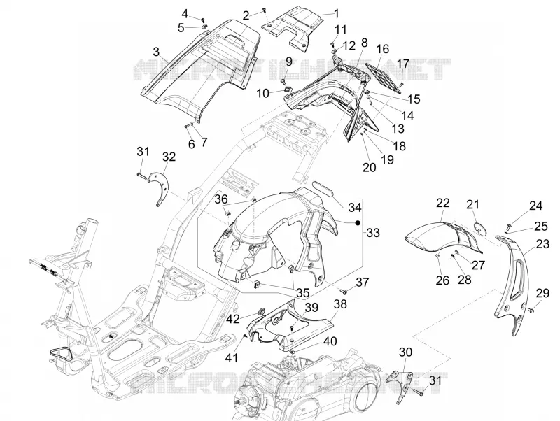 Couvercle arrière - Pare-boue PIAGGIO PIAGGIO-SCOOTER 50 NRG 2007  NRG Power DD