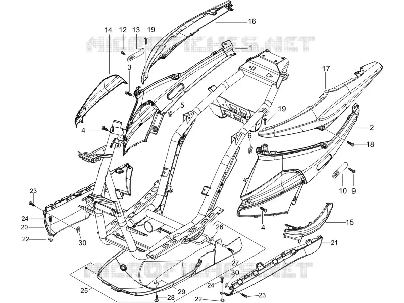 Couvertures laterales - Spoiler PIAGGIO PIAGGIO-SCOOTER 50 NRG 2016  NRG Power DD