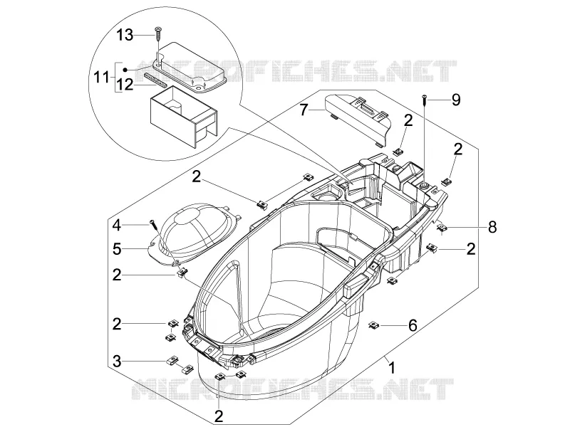Logement casque - Dessous de selle PIAGGIO PIAGGIO-SCOOTER 50 NRG 2008  NRG Power DD