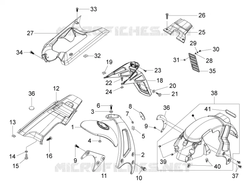 Couvercle arrière - Pare-boue PIAGGIO PIAGGIO-SCOOTER 50 NRG 2013  NRG Power DD H2O