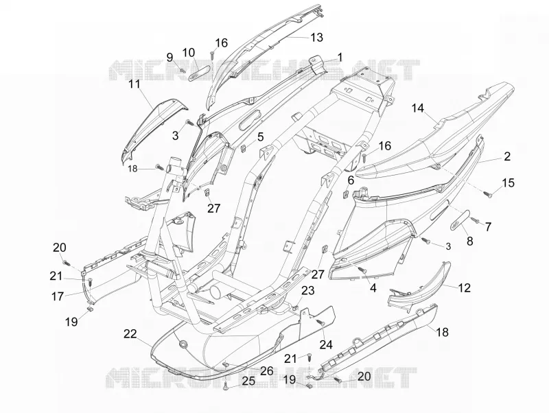 Couvertures laterales - Spoiler PIAGGIO PIAGGIO-SCOOTER 50 NRG 2011  NRG Power DD H2O