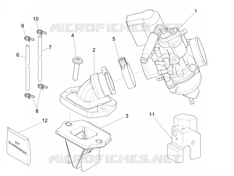 Carburateur complet - Raccord d'admission PIAGGIO PIAGGIO-SCOOTER 50 NRG 2009  NRG Power DD Serie Speciale