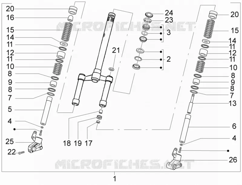 Fourche/tube direction - Ensemble butée dir. PIAGGIO PIAGGIO-SCOOTER 50 NRG 2009  NRG Power DD Serie Speciale