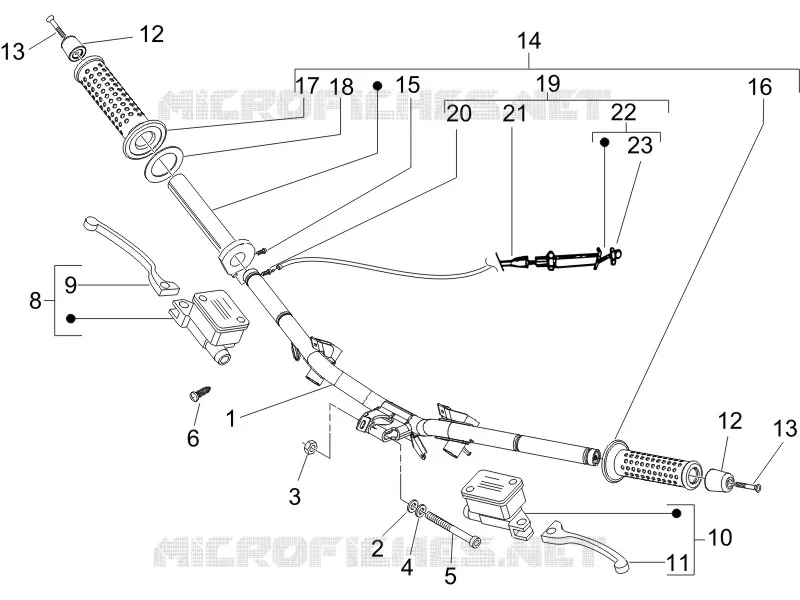 Guidon - Maître cylindre PIAGGIO PIAGGIO-SCOOTER 50 NRG 2009  NRG Power DD Serie Speciale