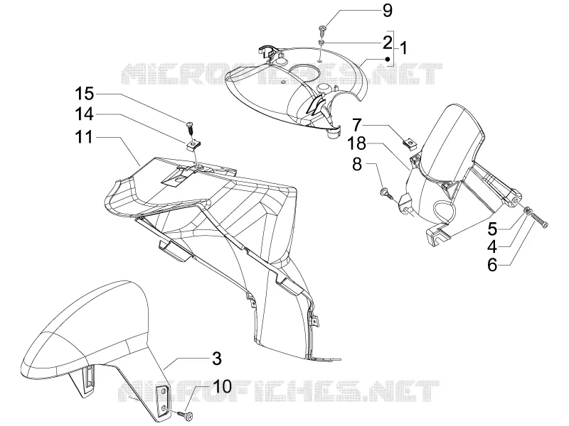Logement roue - Garde boue PIAGGIO PIAGGIO-SCOOTER 50 NRG 2012  NRG Power DD Serie Speciale