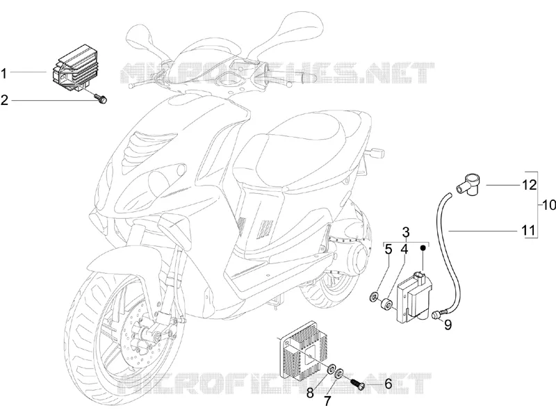 Régulateurs de tension - Centrales electroniques - Bobine H.T. PIAGGIO PIAGGIO-SCOOTER 50 NRG 2009  NRG Power DD Serie Speciale