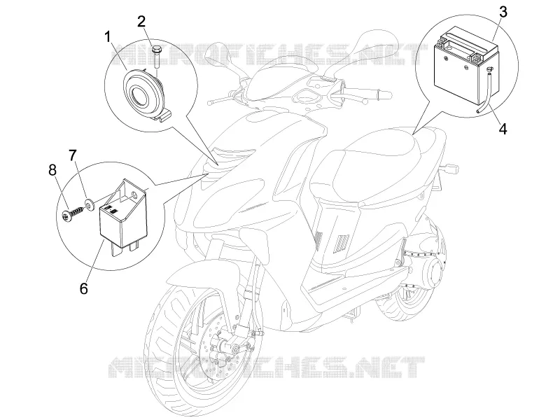 Relais - Batterie - Avertisseur sonore PIAGGIO PIAGGIO-SCOOTER 50 NRG 2007  NRG Power DD Serie Speciale