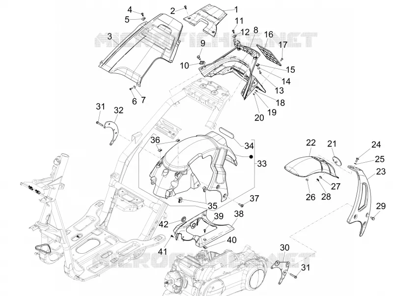 Couvercle arrière - Pare-boue PIAGGIO PIAGGIO-SCOOTER 50 NRG 2015  NRG Power DT