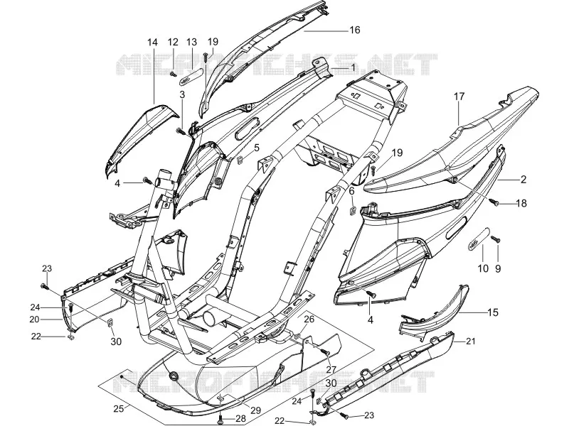 Couvertures laterales - Spoiler PIAGGIO PIAGGIO-SCOOTER 50 NRG 2012  NRG Power DT