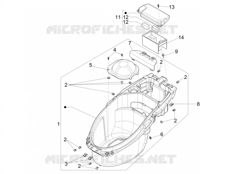 Logement casque - Dessous de selle PIAGGIO PIAGGIO-SCOOTER 50 NRG 2008  NRG Power DT
