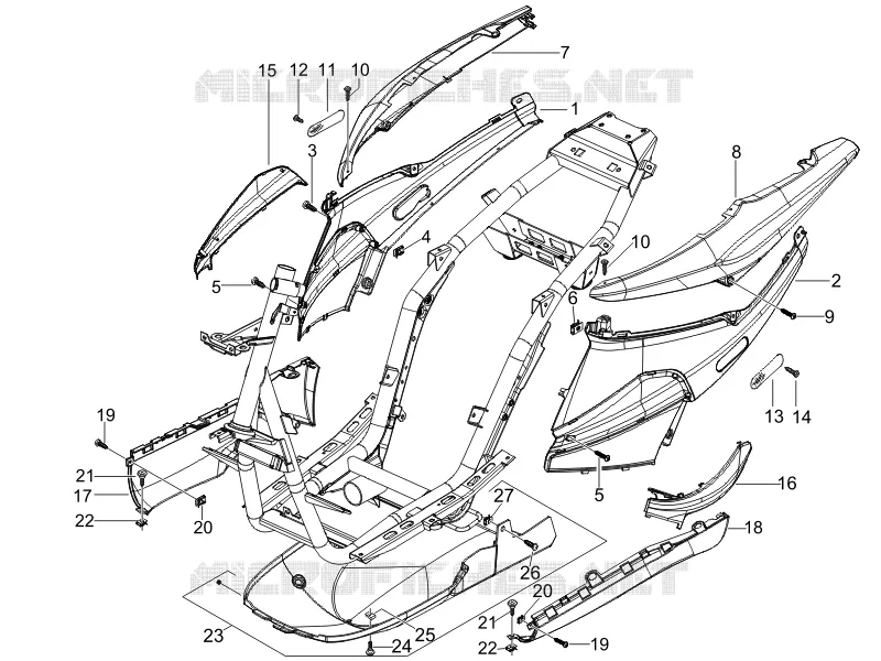 Couvertures laterales - Spoiler PIAGGIO PIAGGIO-SCOOTER 50 NRG 2007  NRG Power DT Serie Speciale (D)