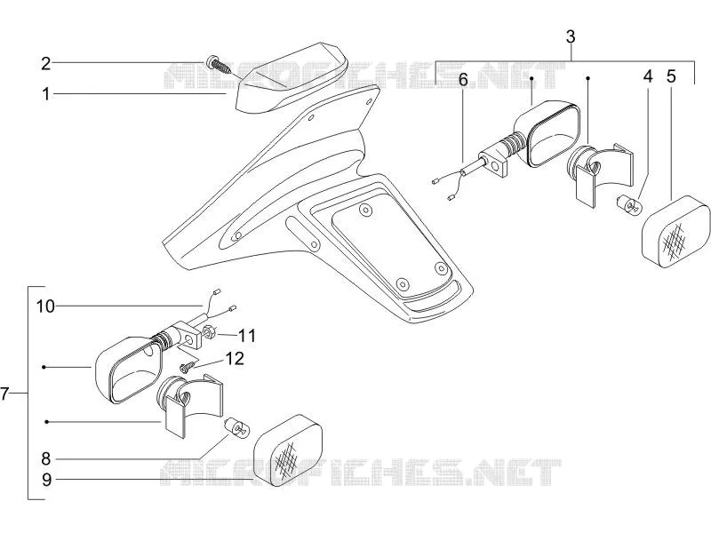 Eclairages arrière - Clignotants PIAGGIO PIAGGIO-SCOOTER 50 NRG 2009  NRG Power DT Serie Speciale