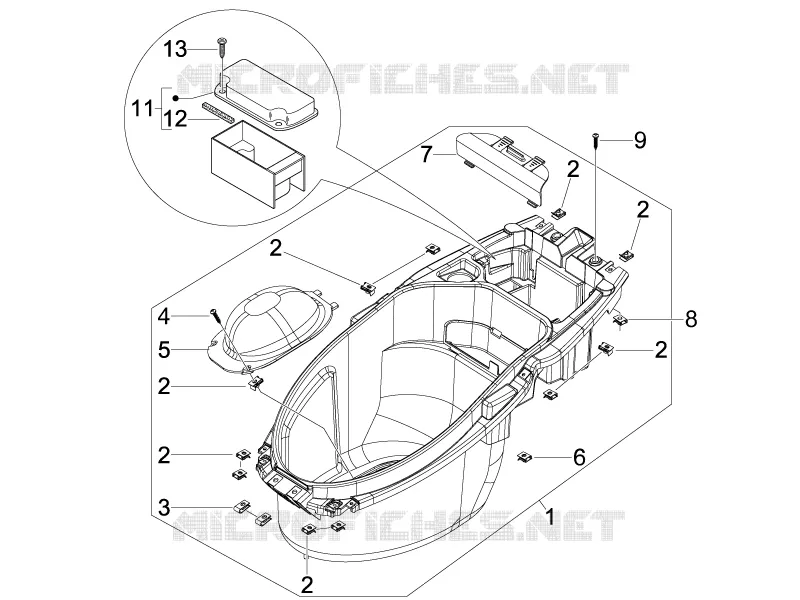 Logement casque - Dessous de selle PIAGGIO PIAGGIO-SCOOTER 50 NRG 2009  NRG Power DT Serie Speciale