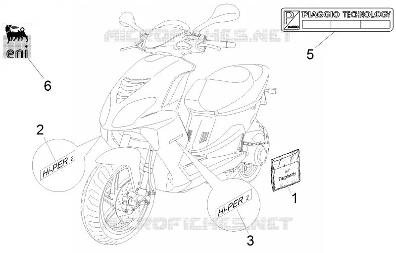 Monogrammes - Decorations PIAGGIO PIAGGIO-SCOOTER 50 NRG 2009  NRG Power DT Serie Speciale