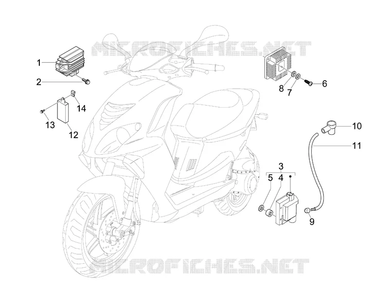 Régulateurs de tension - Centrales electroniques - Bobine H.T. PIAGGIO PIAGGIO-SCOOTER 50 NRG 2008  NRG Power DT Serie Speciale