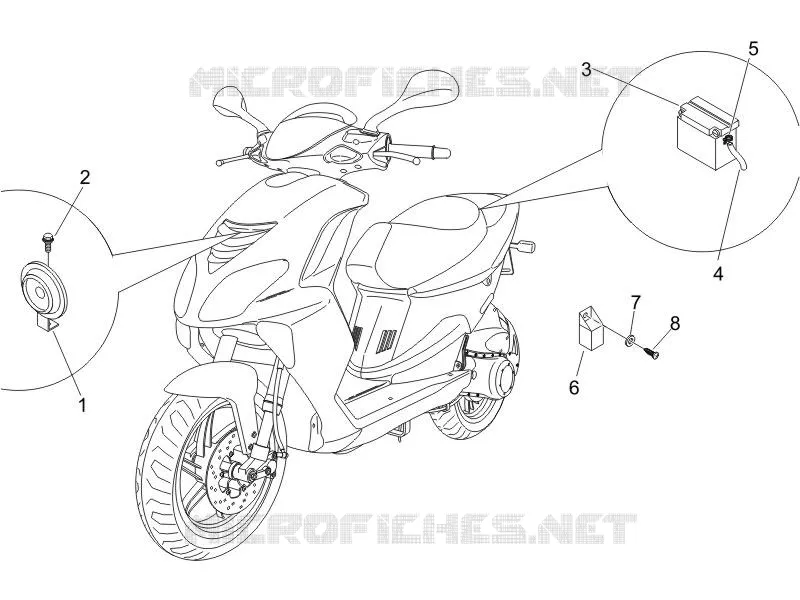 Relais - Batterie - Avertisseur sonore PIAGGIO PIAGGIO-SCOOTER 50 NRG 2008  NRG Power Pure Jet