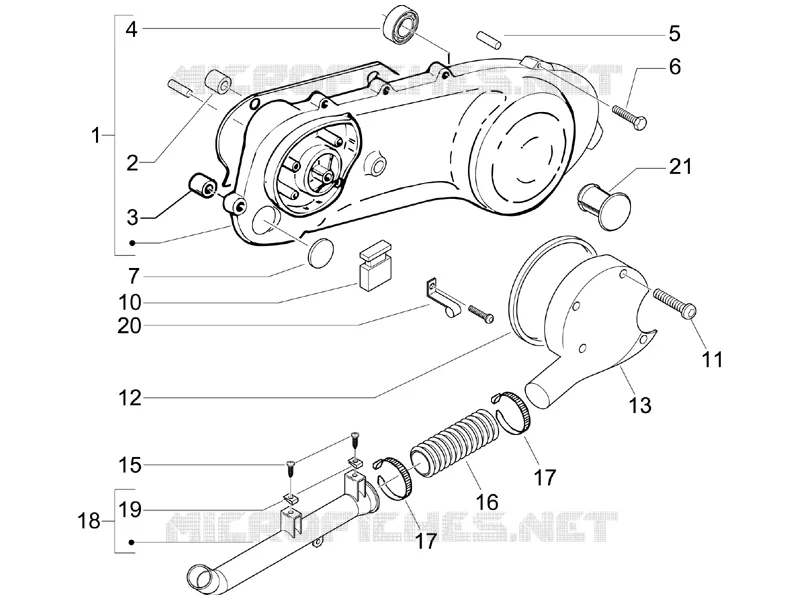 Couvercle carter - Refoidissement carter PIAGGIO PIAGGIO-SCOOTER 50 NRG 2010  NRG Power Pure jet