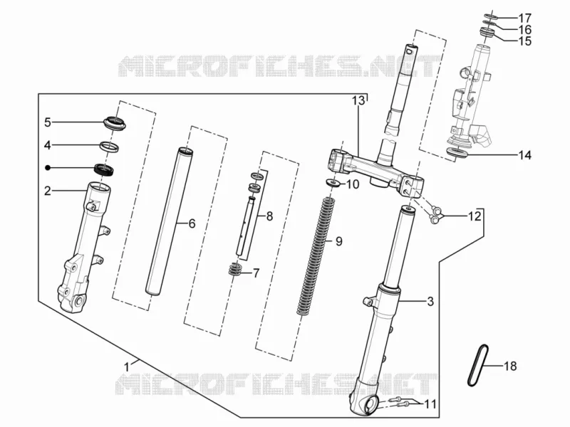 Fourche/tube direction - Ensemble butée dir. PIAGGIO PIAGGIO-SCOOTER 125 TYPHOON 2011  Typhoon 4T 2V Euro 3