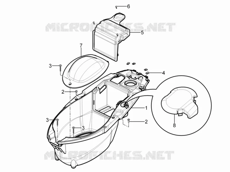 Logement casque - Dessous de selle PIAGGIO PIAGGIO-SCOOTER 125 TYPHOON 2013  Typhoon 4T 2V Euro 3