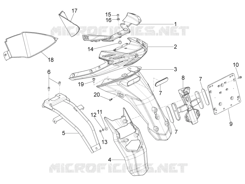 Couvercle arrière - Pare-boue PIAGGIO PIAGGIO-SCOOTER 50 TYPHOON 2015  Typhoon 2T Euro 3