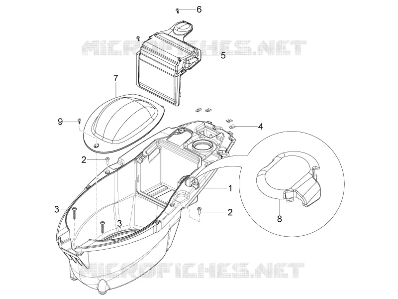 Logement casque - Dessous de selle PIAGGIO PIAGGIO-SCOOTER 50 TYPHOON 2015  Typhoon 2T Euro 3