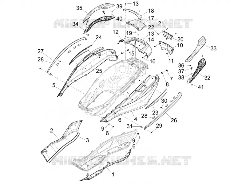 Couvertures laterales - Spoiler PIAGGIO PIAGGIO-SCOOTER 125 X10 2012  X10 4T 4V I.E. E3