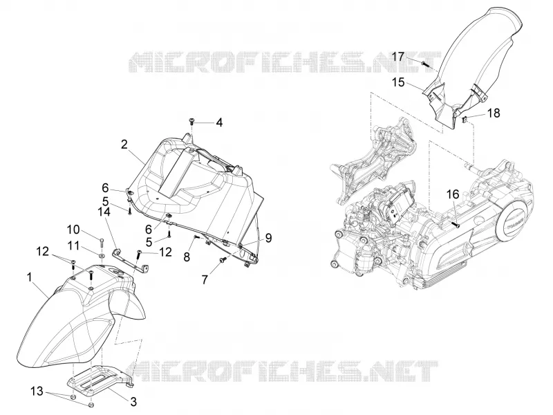 Logement roue - Garde boue PIAGGIO PIAGGIO-SCOOTER 125 X10 2013  X10 4T 4V I.E. E3