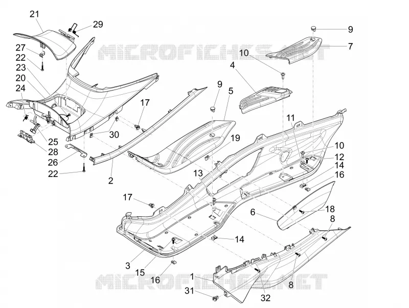 Protection centrale - Repose-pieds PIAGGIO PIAGGIO-SCOOTER 125 X10 2013  X10 4T 4V I.E. E3