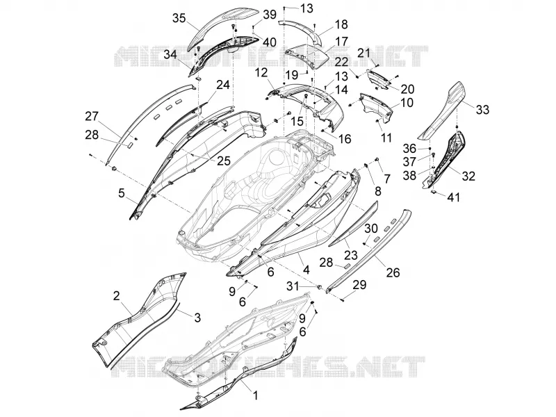 Couvertures laterales - Spoiler PIAGGIO PIAGGIO-SCOOTER 350 X10 2014  X10 4T 4V I.E. E3
